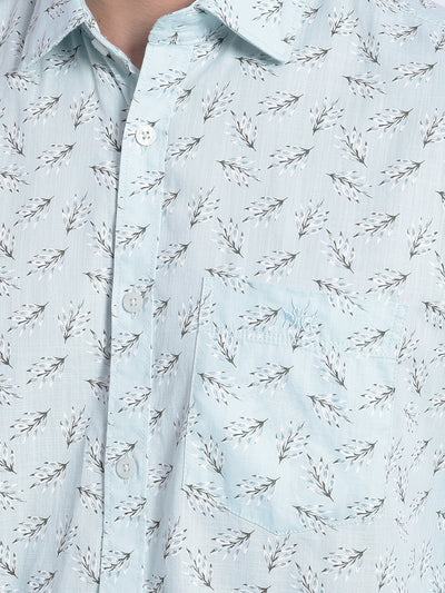 Green Printed Shirt-Men Jeans-Crimsoune Club