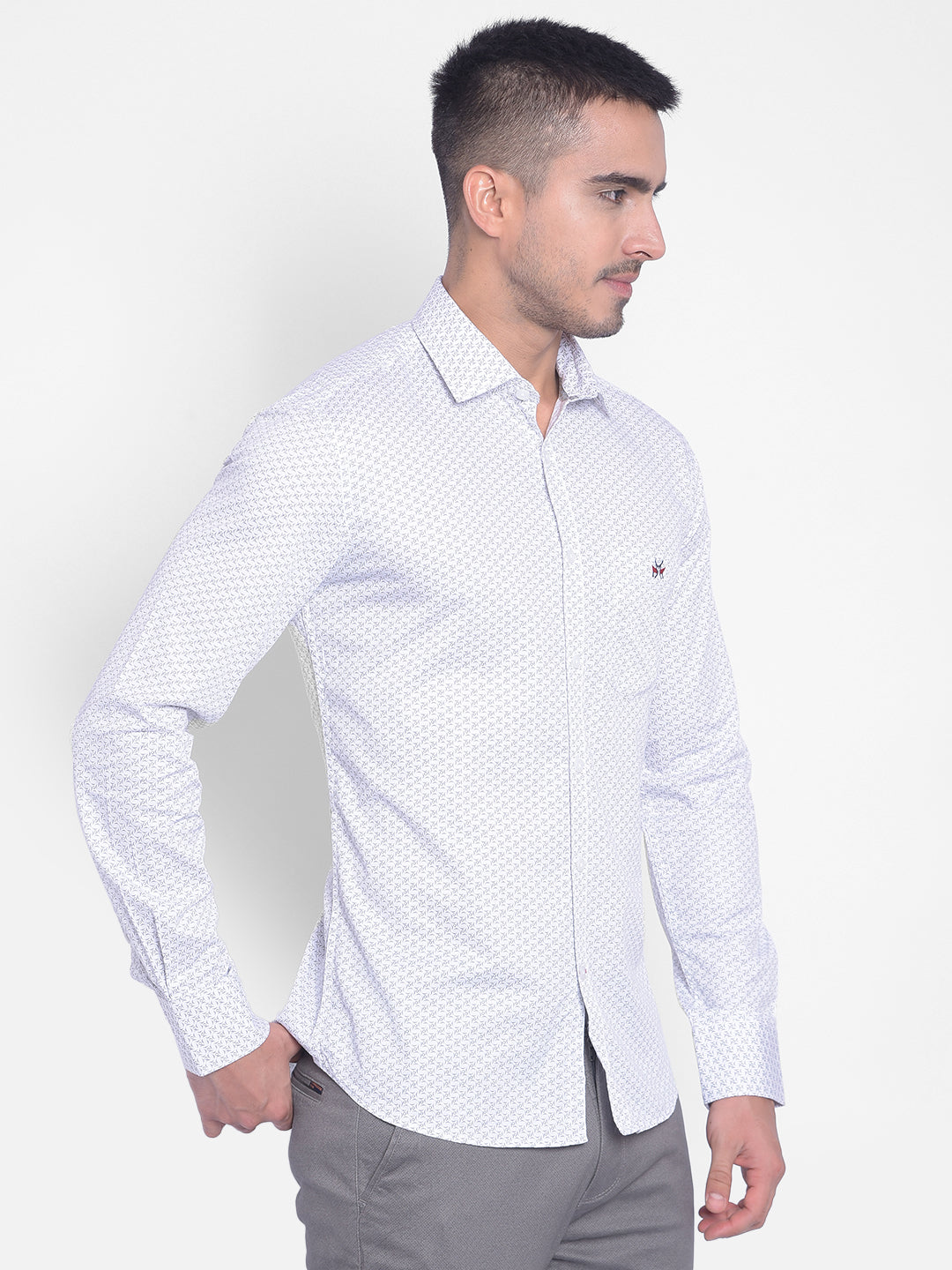 White Printed Shirt-Men Jeans-Crimsoune Club