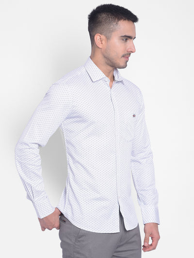 White Printed Shirt-Men Jeans-Crimsoune Club