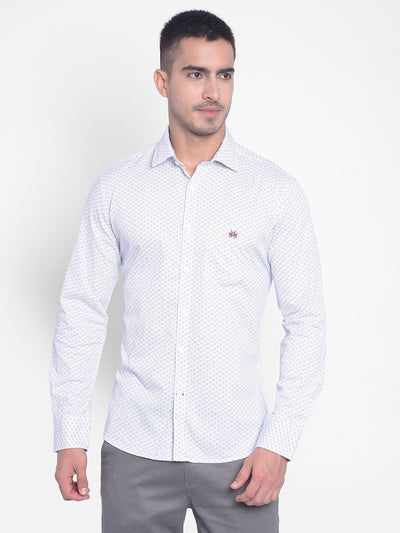 White Printed Shirt-Men Jeans-Crimsoune Club