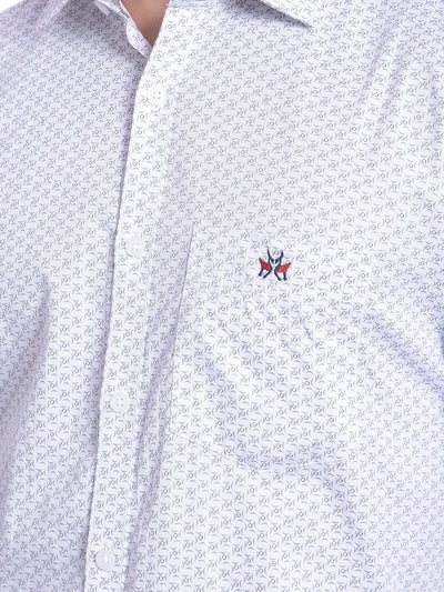 White Printed Shirt-Men Jeans-Crimsoune Club