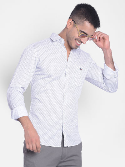 White Printed Shirt-Men Jeans-Crimsoune Club