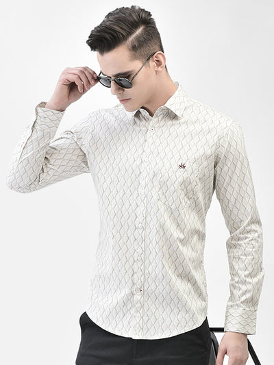 Beige Printed Shirt-Men Shirts-Crimsoune Club