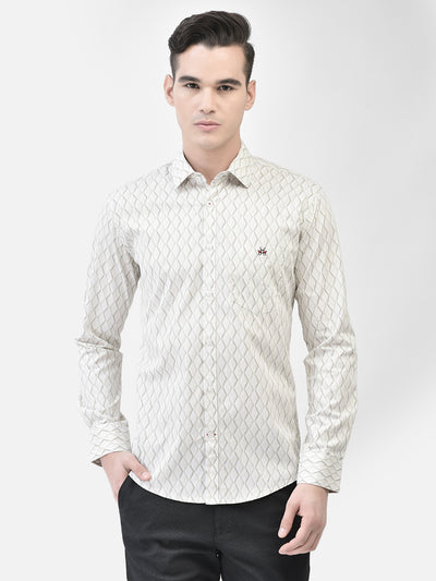 Beige Printed Shirt-Men Shirts-Crimsoune Club