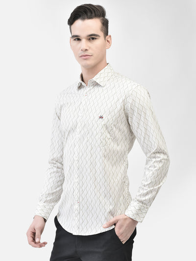 Beige Printed Shirt-Men Shirts-Crimsoune Club