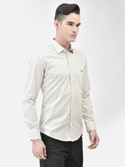 Beige Printed Shirt-Men Shirts-Crimsoune Club