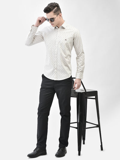 Beige Printed Shirt-Men Shirts-Crimsoune Club