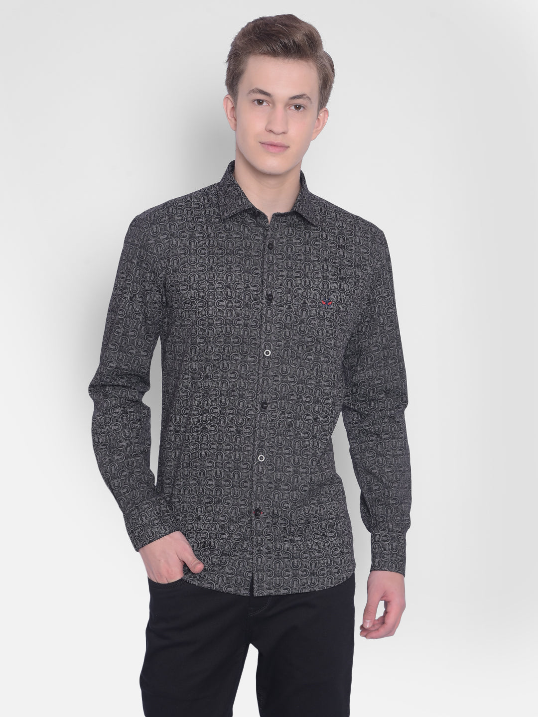 Black Printed Shirt-Men Shirts-Crimsoune Club