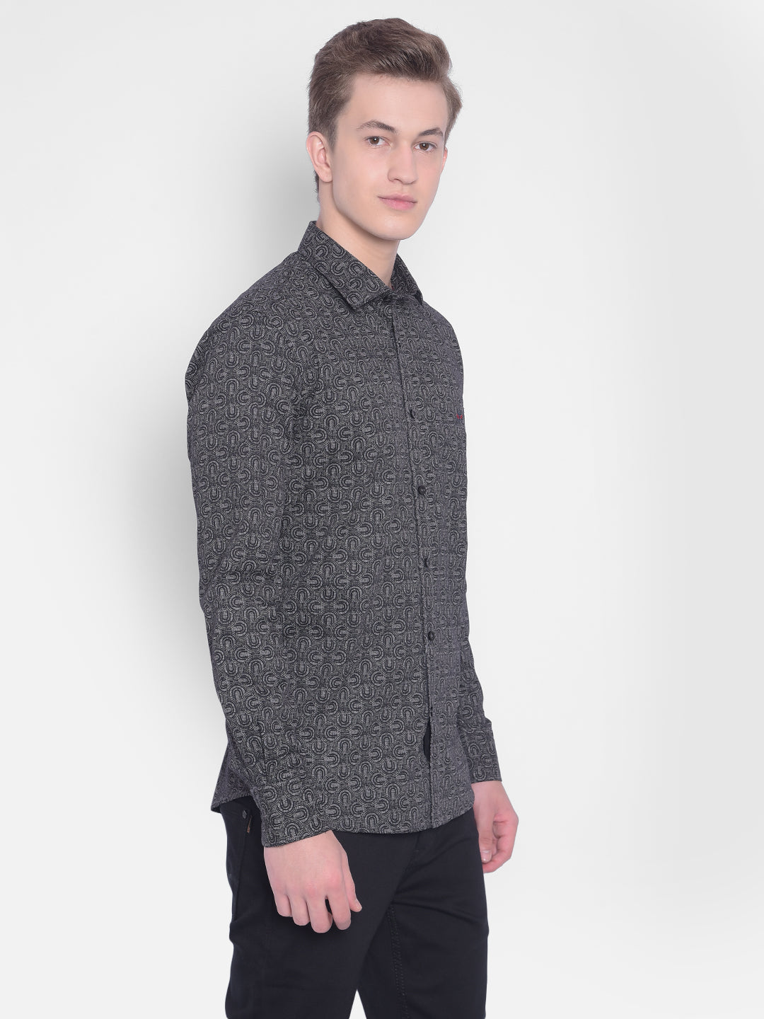 Black Printed Shirt-Men Shirts-Crimsoune Club