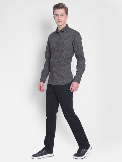 Black Printed Shirt-Men Shirts-Crimsoune Club