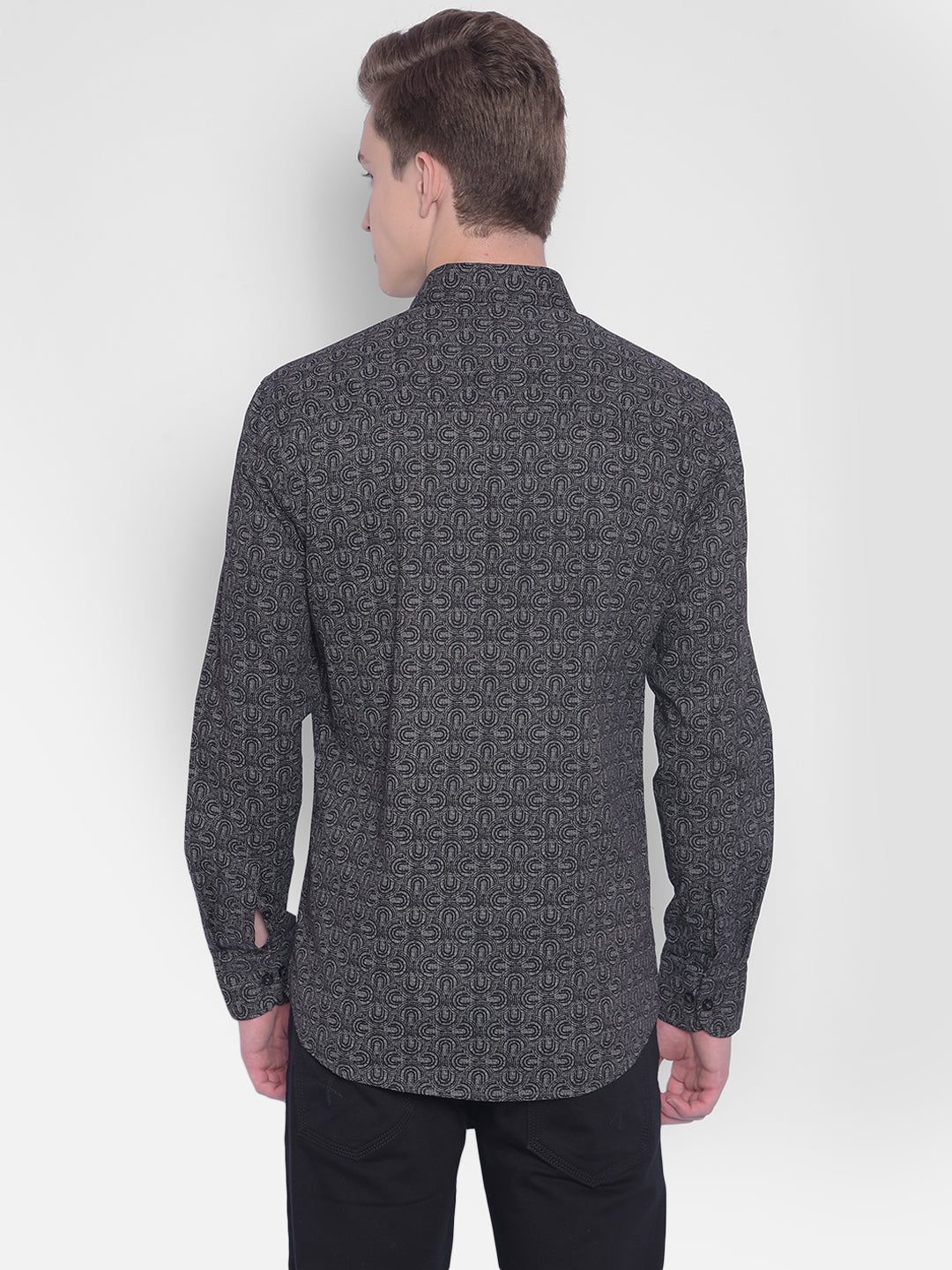 Black Printed Shirt-Men Shirts-Crimsoune Club