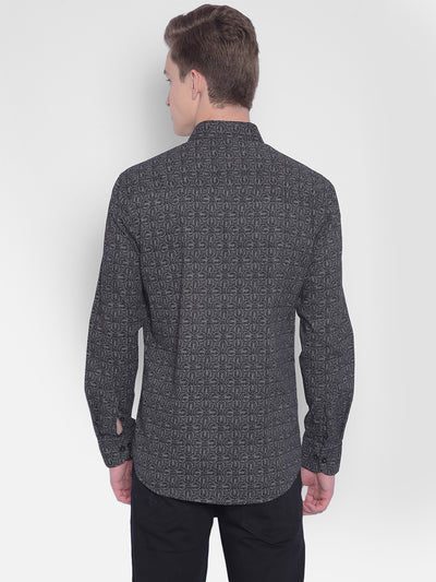 Black Printed Shirt-Men Shirts-Crimsoune Club