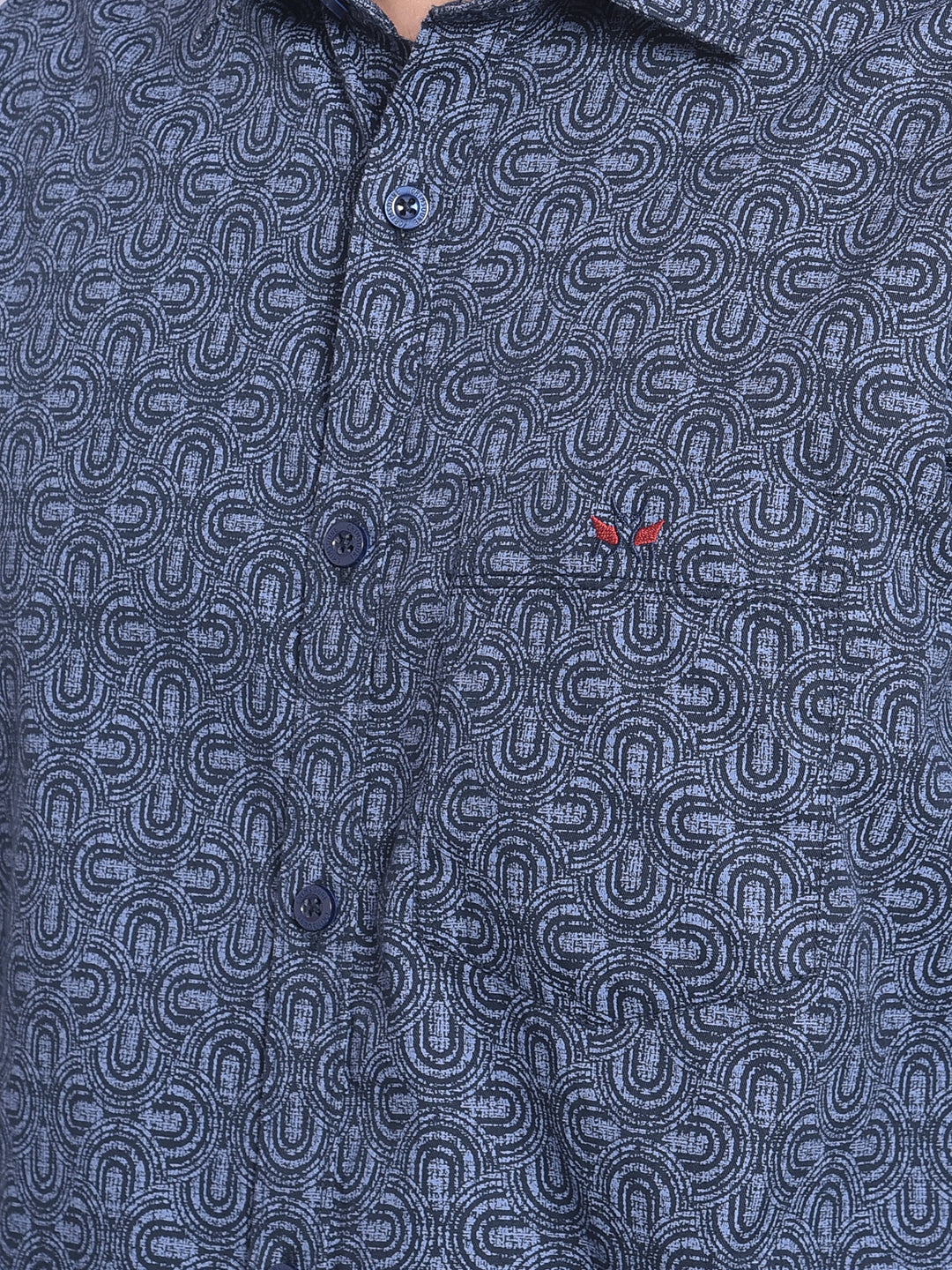 Navy Blue Printed Shirt-Men Shirts-Crimsoune Club