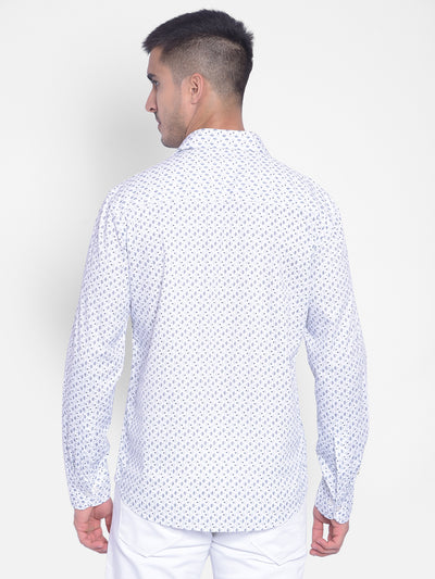 White Printed Shirt-Men Jeans-Crimsoune Club