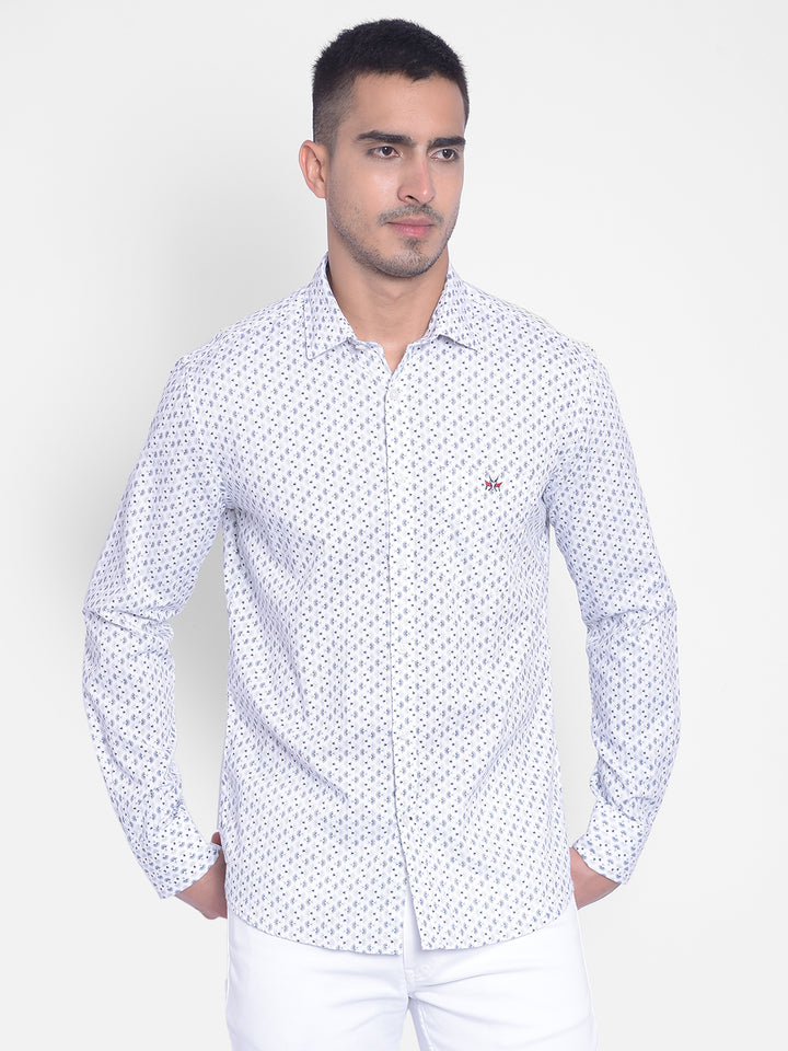 White Printed Shirt-Men Jeans-Crimsoune Club