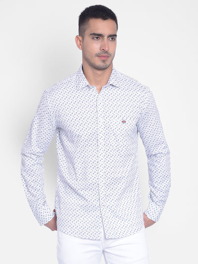 White Printed Shirt-Men Jeans-Crimsoune Club