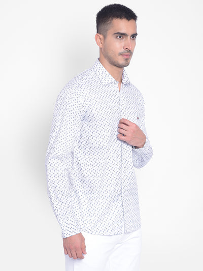 White Printed Shirt-Men Jeans-Crimsoune Club