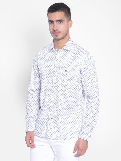 White Printed Shirt-Men Jeans-Crimsoune Club