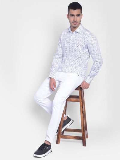 White Printed Shirt-Men Jeans-Crimsoune Club
