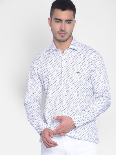 White Printed Shirt-Men Jeans-Crimsoune Club