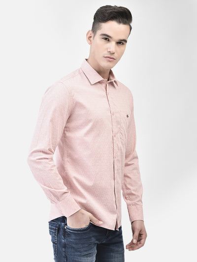 Peach Printed Shirt-Men Shirts-Crimsoune Club