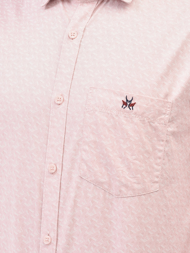 Peach Printed Shirt-Men Shirts-Crimsoune Club