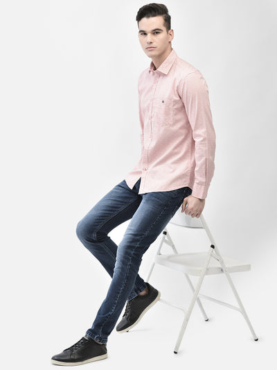 Peach Printed Shirt-Men Shirts-Crimsoune Club