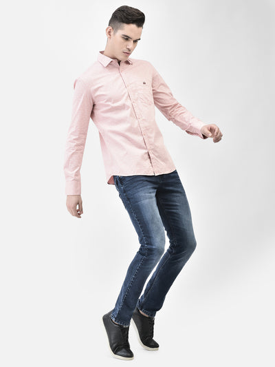 Peach Printed Shirt-Men Shirts-Crimsoune Club