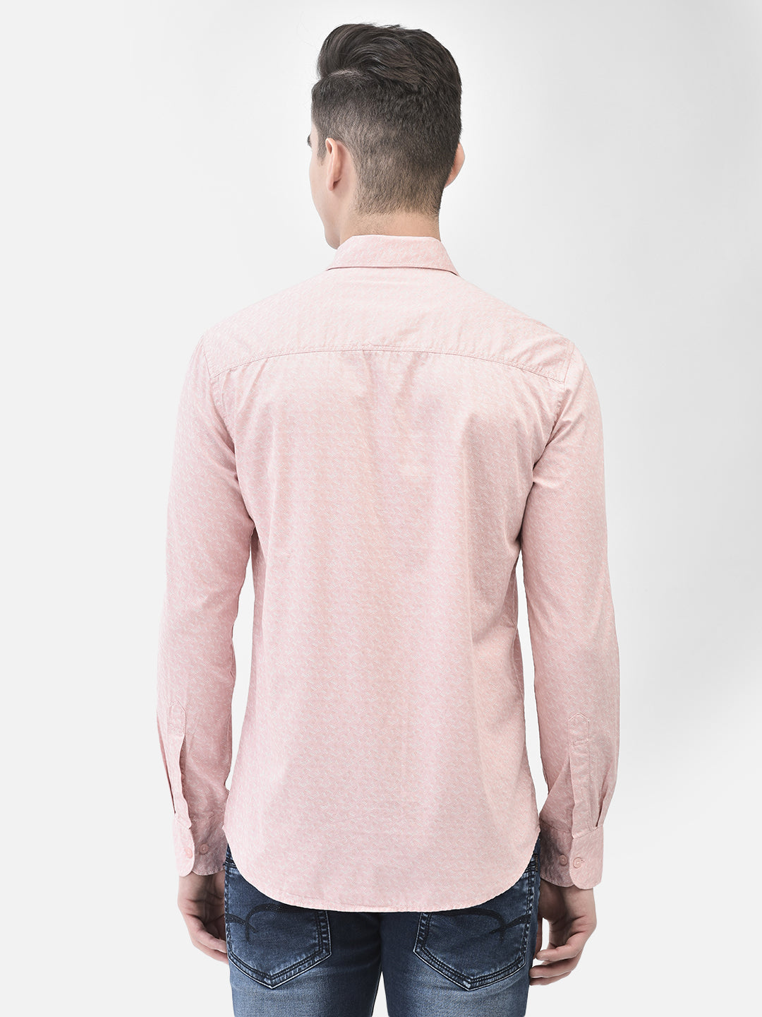 Peach Printed Shirt-Men Shirts-Crimsoune Club