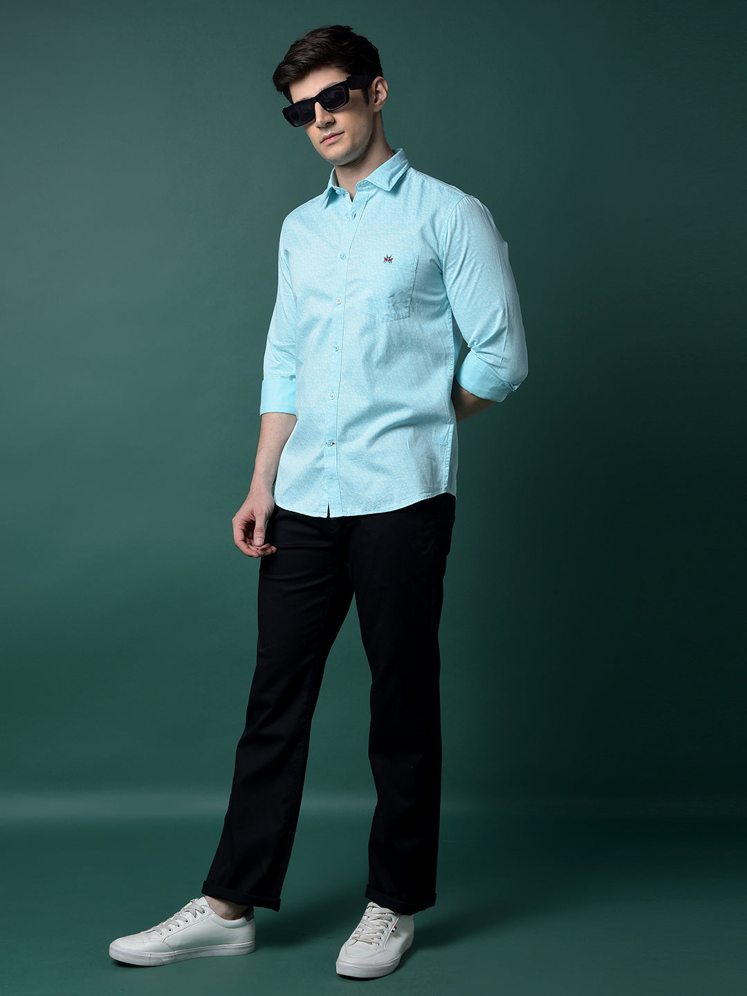 Blue Printed Shirt-Men Shirts-Crimsoune Club