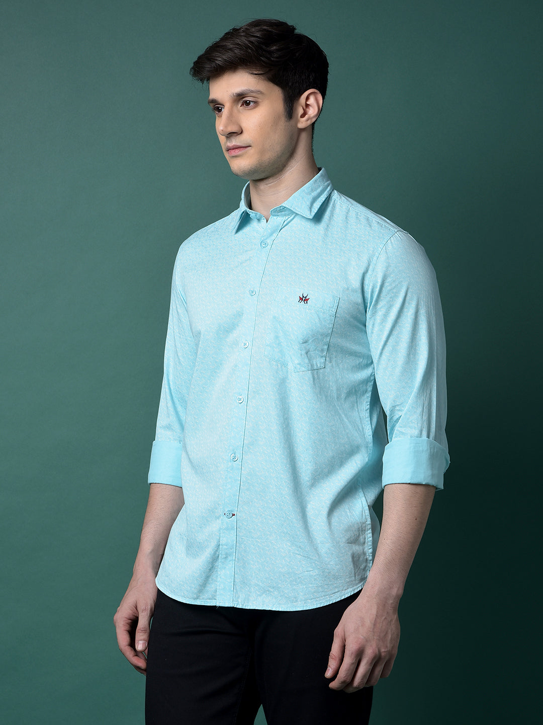 Blue Printed Shirt-Men Shirts-Crimsoune Club