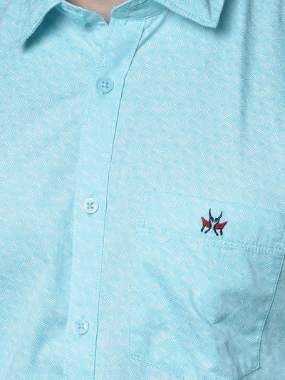Blue Printed Shirt-Men Shirts-Crimsoune Club