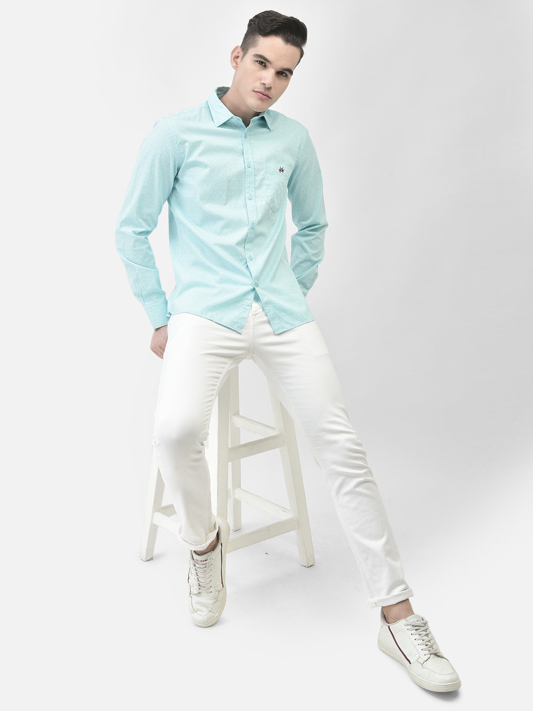 Blue Printed Shirt-Men Shirts-Crimsoune Club