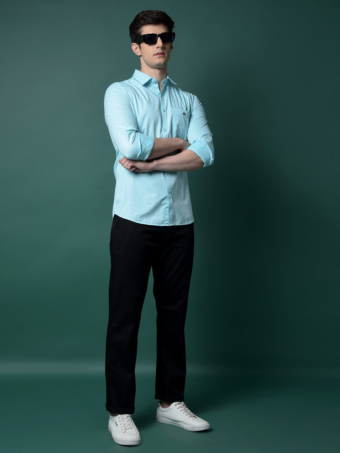 Blue Printed Shirt-Men Shirts-Crimsoune Club