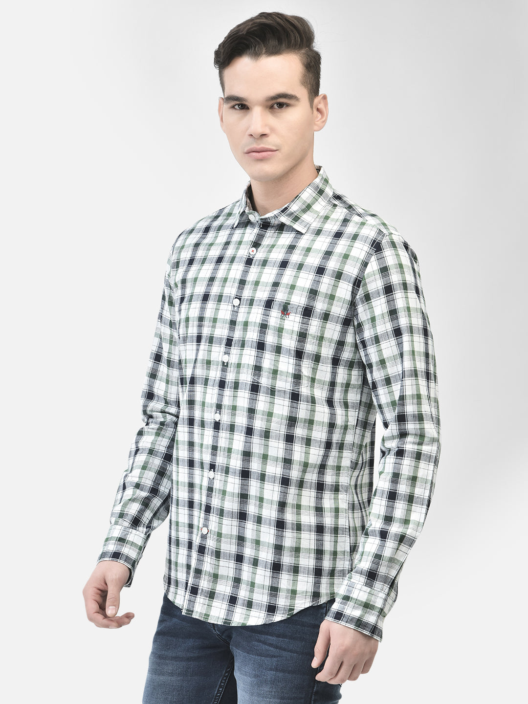 White Checked Shirt-Men Shirts-Crimsoune Club