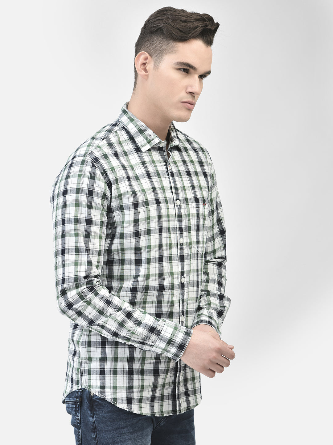 White Checked Shirt-Men Shirts-Crimsoune Club