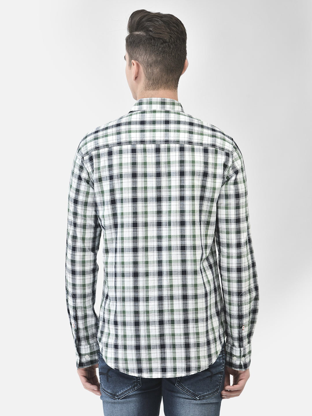 White Checked Shirt-Men Shirts-Crimsoune Club