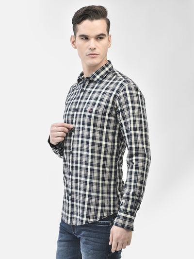 Navy Blue Checked Shirt-Men Shirts-Crimsoune Club