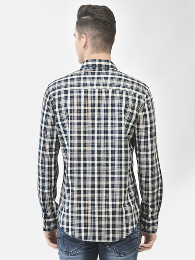 Navy Blue Checked Shirt-Men Shirts-Crimsoune Club