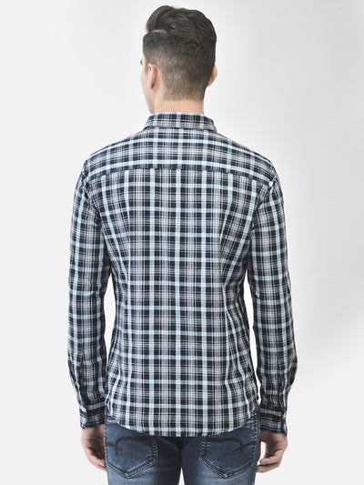 Navy Blue Checked Shirt-Men Shirts-Crimsoune Club