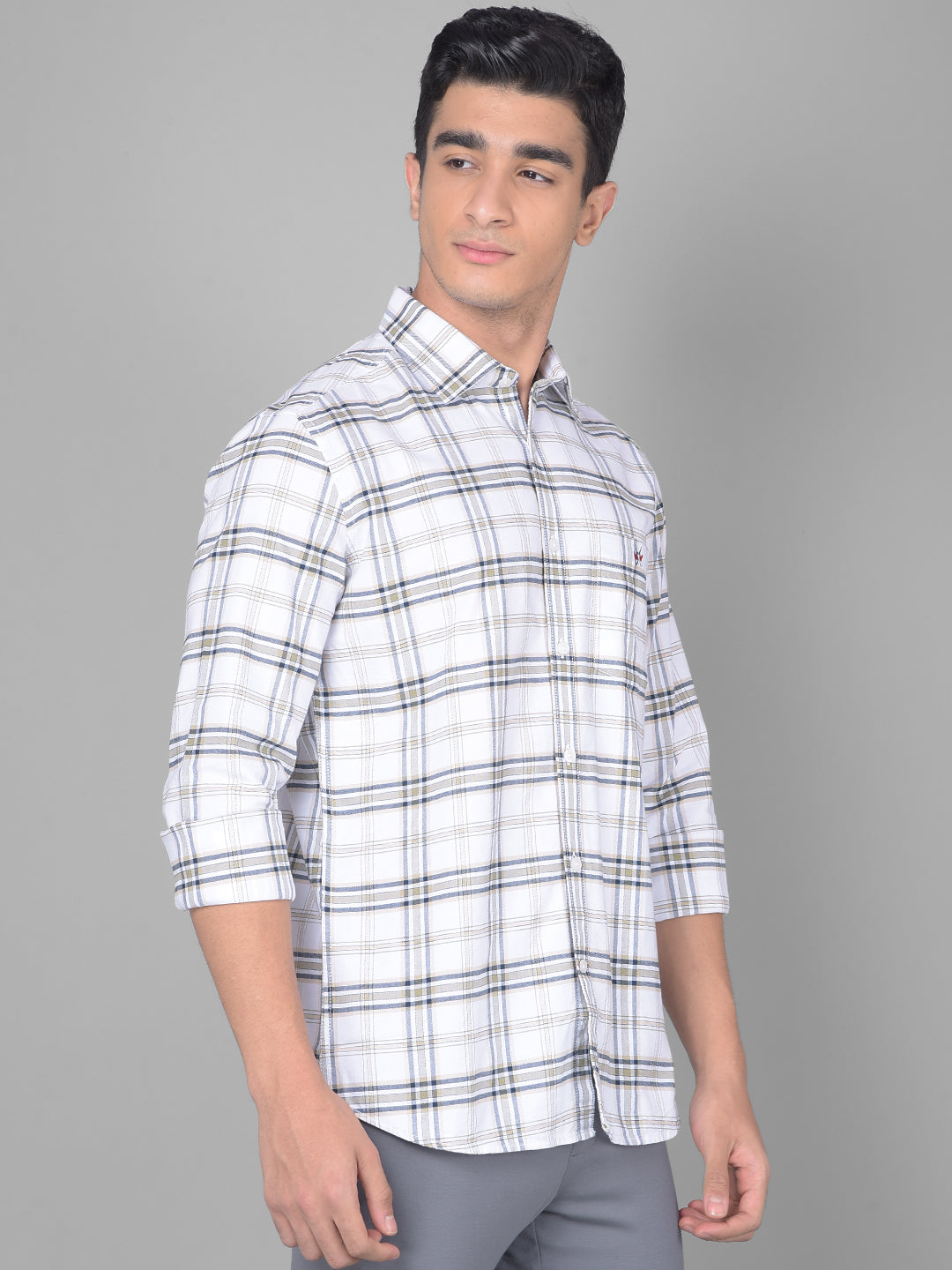 White Checked Shirt-Men Shirts-Crimsoune Club