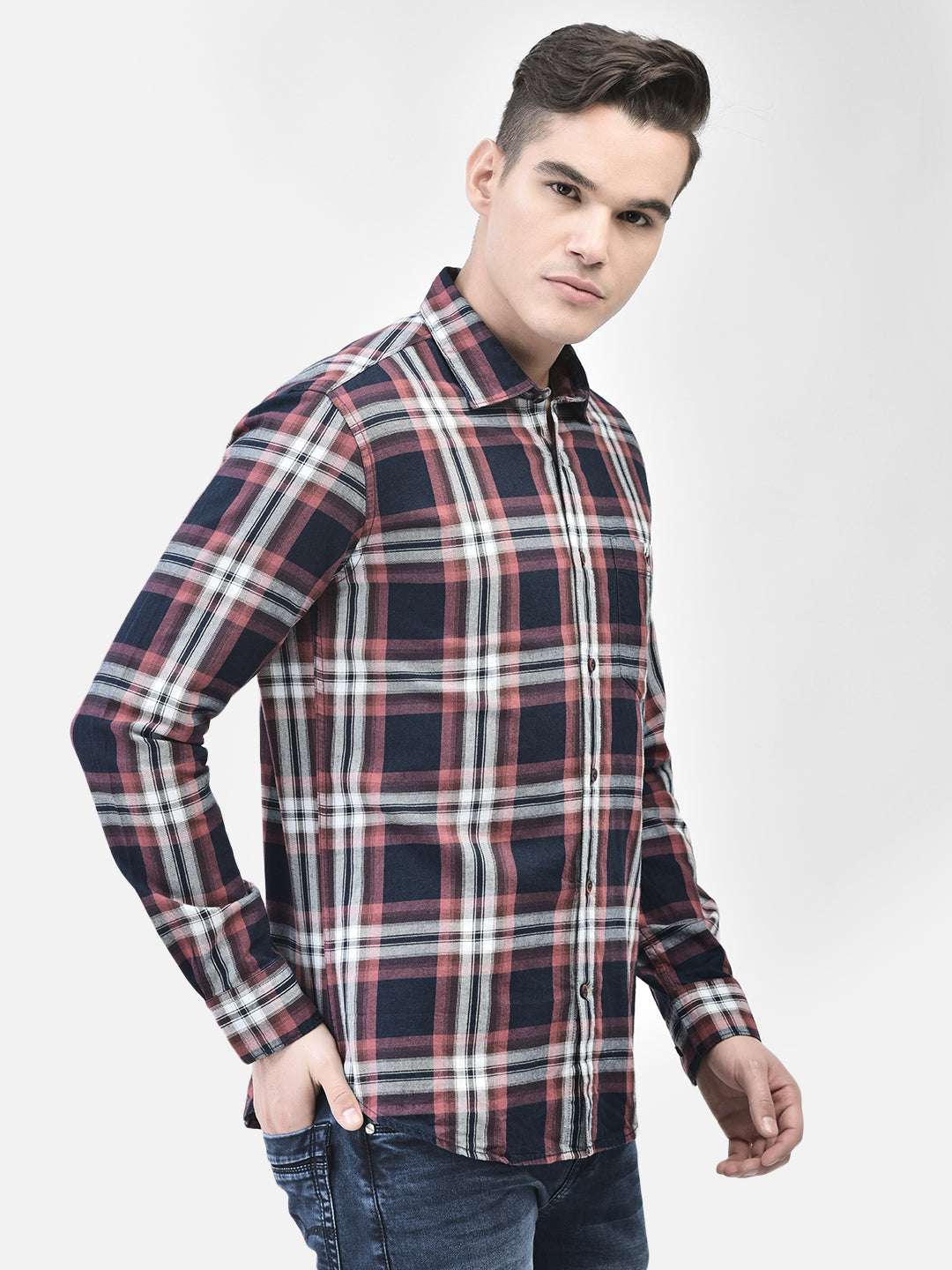 Maroon Checked Shirt-Men Shirts-Crimsoune Club