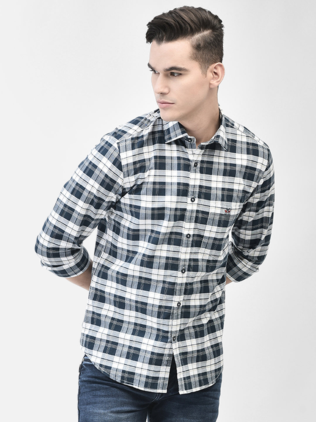 White Checked Shirt-Men Shirts-Crimsoune Club