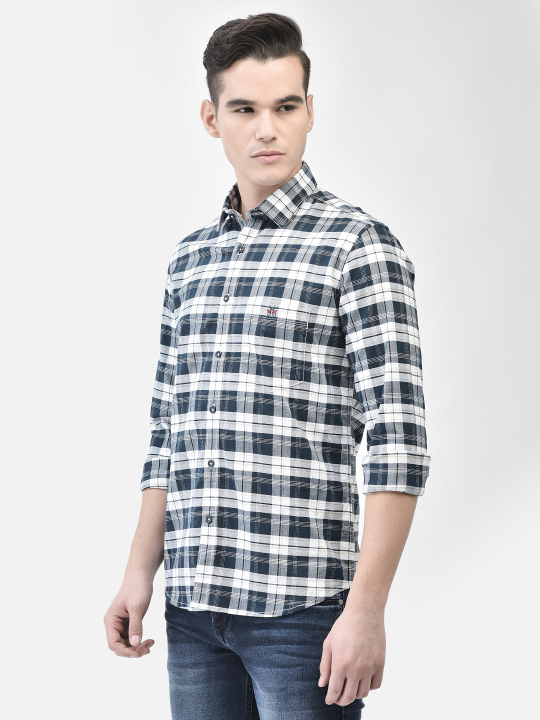 White Checked Shirt-Men Shirts-Crimsoune Club