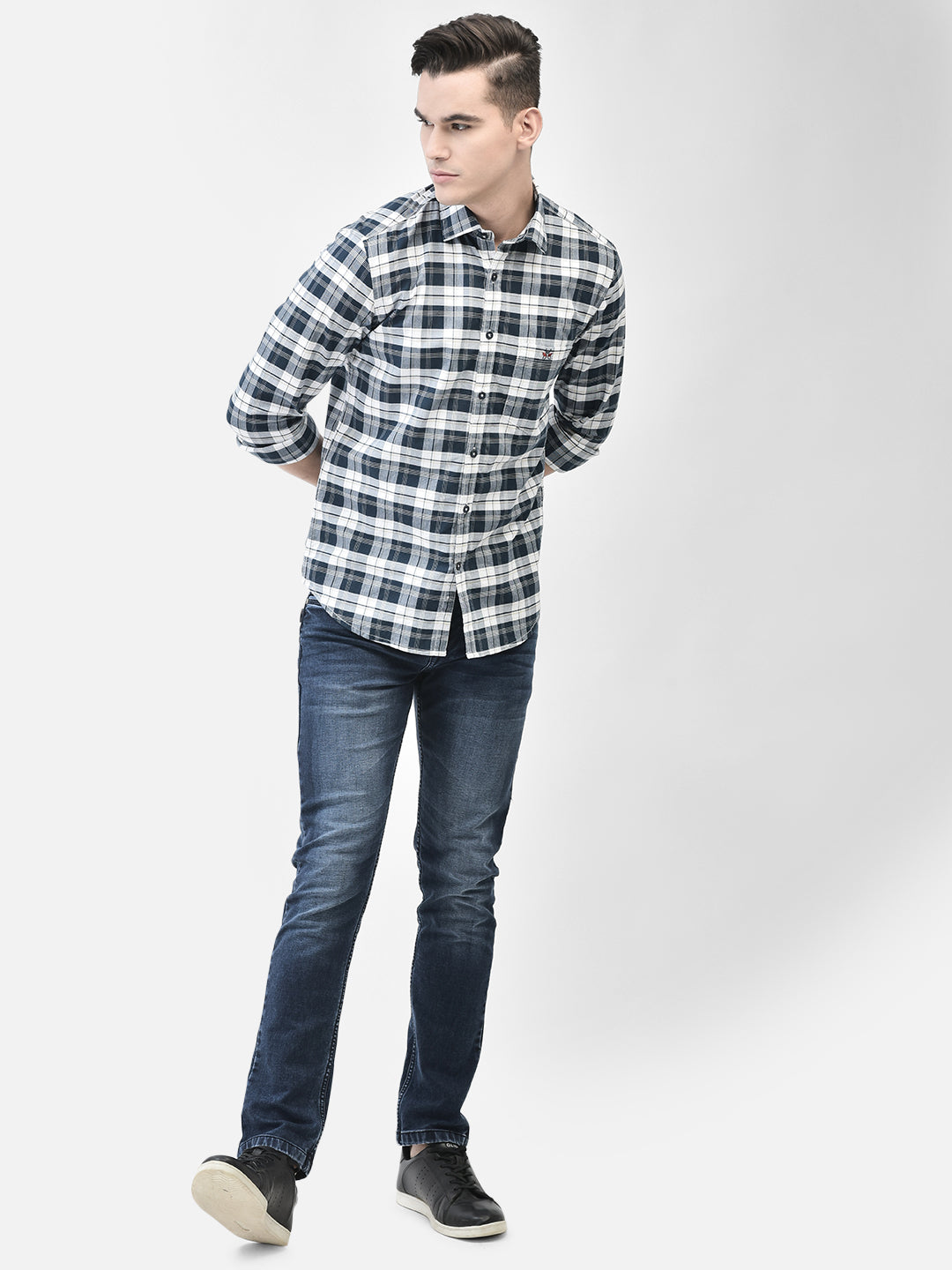 White Checked Shirt-Men Shirts-Crimsoune Club