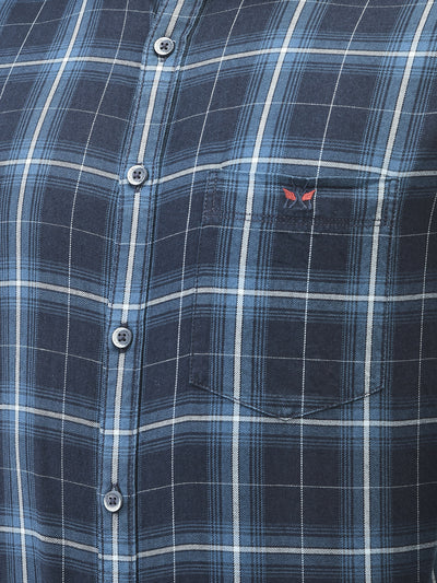 Navy Blue Checked Shirt-Men Shirts-Crimsoune Club