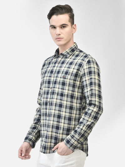 Navy Blue Checked Shirt-Men Shirts-Crimsoune Club