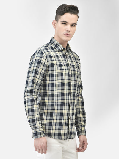 Navy Blue Checked Shirt-Men Shirts-Crimsoune Club