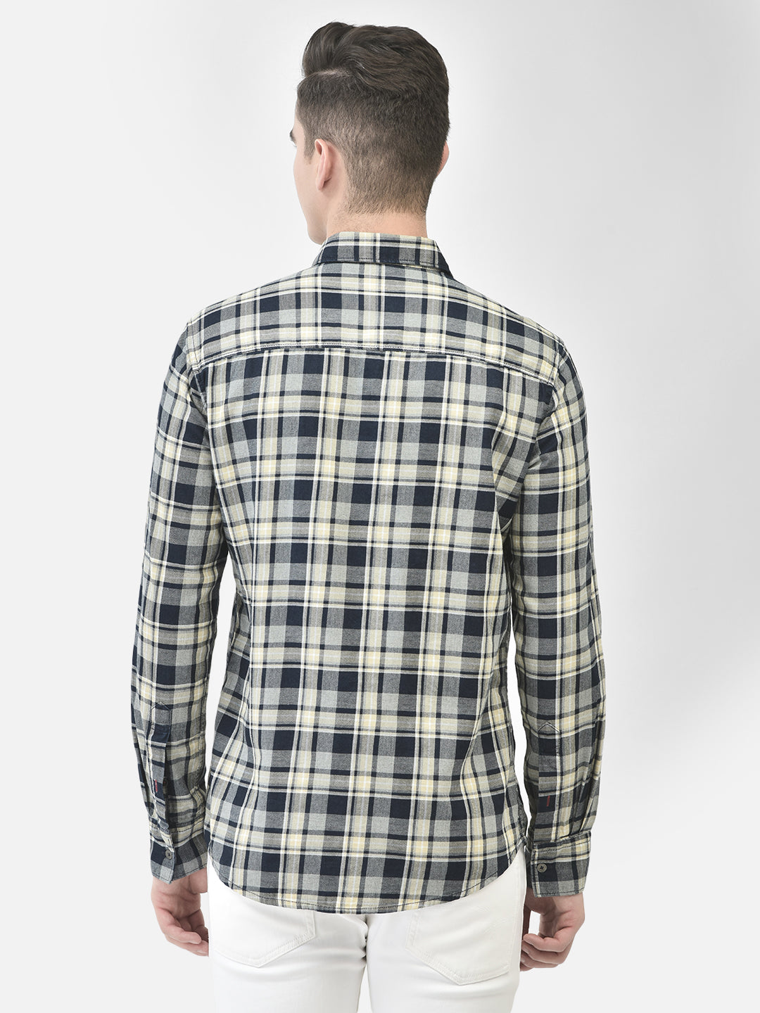 Navy Blue Checked Shirt-Men Shirts-Crimsoune Club