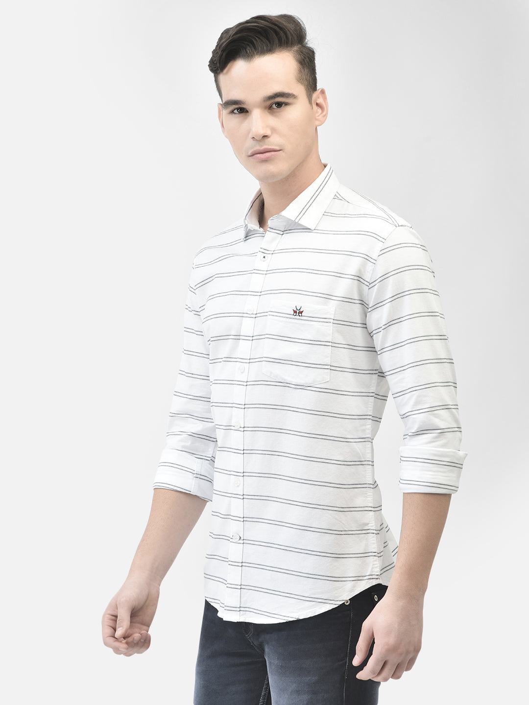 White Striped Shirt-Men Shirts-Crimsoune Club